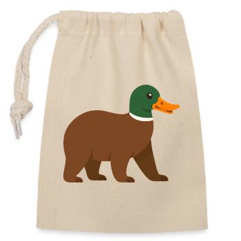 Le canard ours - il a du bec !  - Sac cadeau en coton avec cordon (14 x 20 cm) - nature - Devant