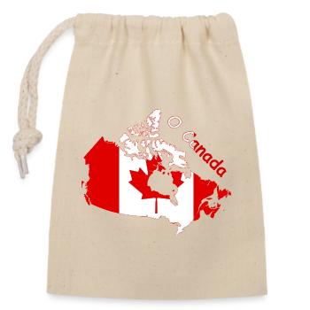 O Canada Flagge Kanada Silhouette - Verschließbarer Geschenkbeutel aus Baumwolle (14x20cm) - Natur - Vorne