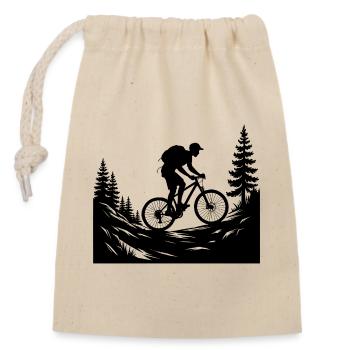 MTB Mountainbike - Verschließbarer Geschenkbeutel aus Baumwolle (14x20cm) - Natur - Vorne
