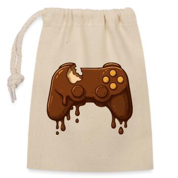 Chocolate Gamepad Drops - Closable cotton gift bag (14x20cm) - nature - Front