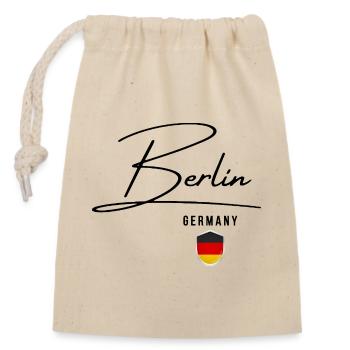 Elegantes Design Berlin, ich liebe Berlin - Verschließbarer Geschenkbeutel aus Baumwolle (14x20cm) - Natur - Vorne