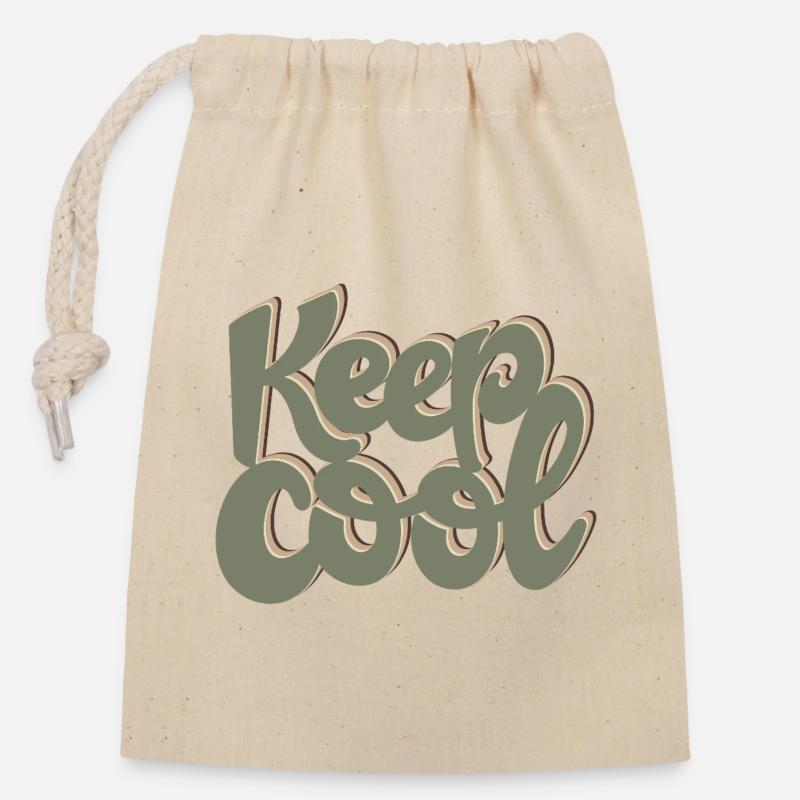 KEEP COOL - Closable cotton gift bag (14x20cm) - nature