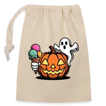 Glace à la citrouille Halloween Fun - Sac cadeau en coton avec cordon (14 x 20 cm) - nature - Devant