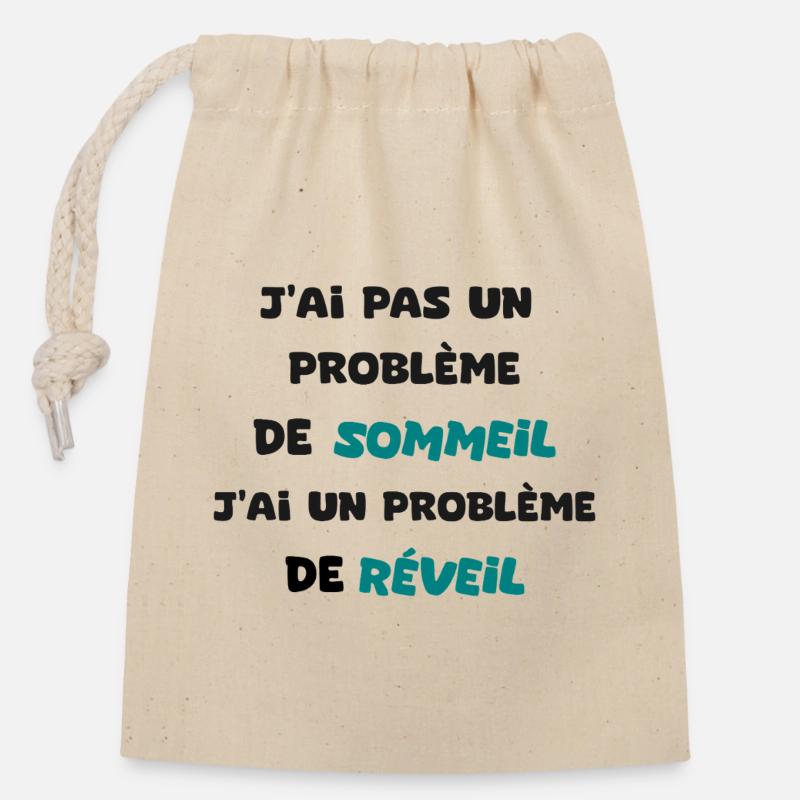Humour Reveil difficile   - Sac cadeau en coton avec cordon (14 x 20 cm) - nature