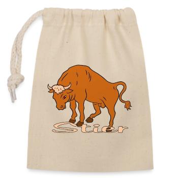 Signe du zodiaque Taureau - Sac cadeau en coton avec cordon (14 x 20 cm) - nature - Devant