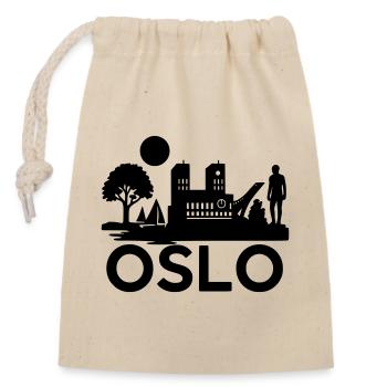 oslo silhouette wahrzeichen - Verschließbarer Geschenkbeutel aus Baumwolle (14x20cm) - Natur - Vorne