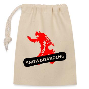 Planche à neige - Sac cadeau en coton avec cordon (14 x 20 cm) - nature - Devant
