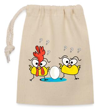 Funny Chicken Cartoon - Closable cotton gift bag (14x20cm) - nature - Front