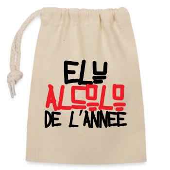 Alcoholic of the Year / Alcohol / Humor - Closable cotton gift bag (14x20cm) - nature - Front