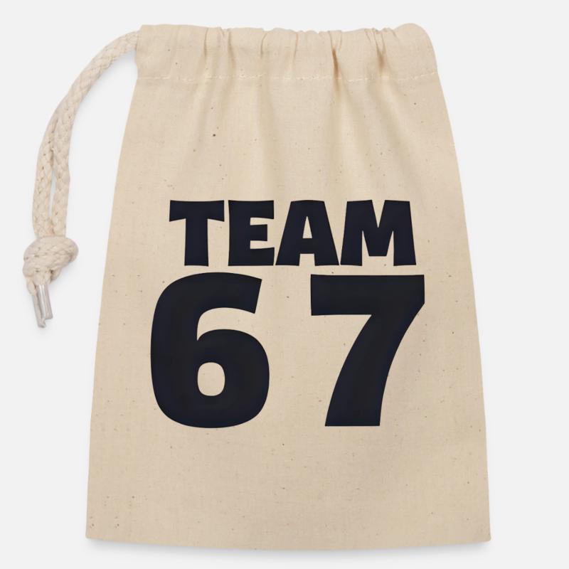 Team 6 7 - Sac cadeau en coton avec cordon (14 x 20 cm) - nature