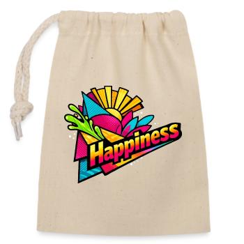 Happiness Burst Retro-Farben - Verschließbarer Geschenkbeutel aus Baumwolle (14x20cm) - Natur - Vorne