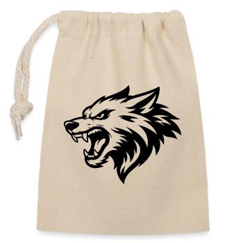 Wolf Head - Closable cotton gift bag (14x20cm) - nature - Front