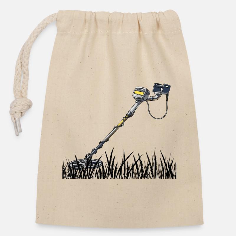 Détecteur de métaux - Sac cadeau en coton avec cordon (14 x 20 cm) - nature