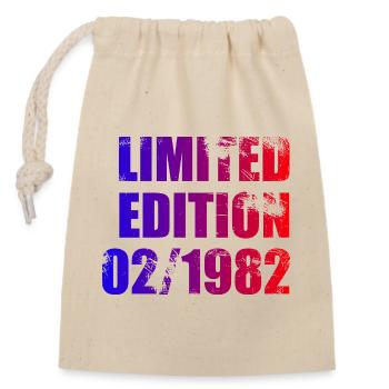 44. Geburtstag Limited Edition 02/1982 - Verschließbarer Geschenkbeutel aus Baumwolle (14x20cm) - Natur - Vorne