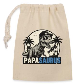Papasaurus – Cool T-Rex Father Design - Sac cadeau en coton avec cordon (14 x 20 cm) - nature - Devant