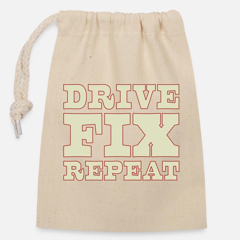 45b_solid_Drive_Fix_Repeat - Sac cadeau en coton avec cordon (14 x 20 cm) - nature