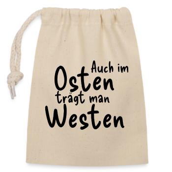 Osten Westen - Verschließbarer Geschenkbeutel aus Baumwolle (14x20cm) - Natur - Vorne