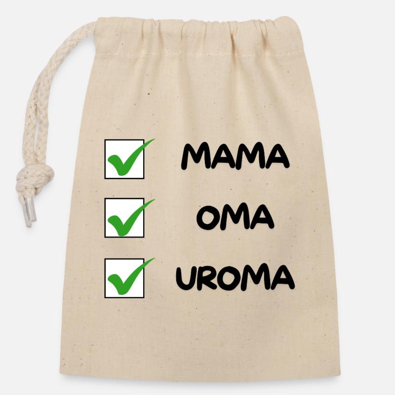 UROMA Checkliste - Verschließbarer Geschenkbeutel aus Baumwolle (14x20cm) - Natur