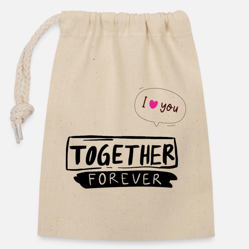 Together Forever - Closable cotton gift bag (14x20cm) - nature