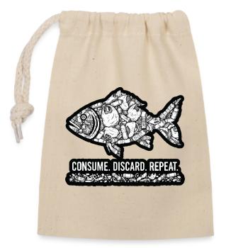 Fish Waste: Consumes Throws Repeats - Closable cotton gift bag (14x20cm) - nature - Front