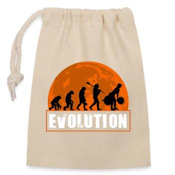 Evolution of Weightlifting Gym Fitness Retro Moon  - Closable cotton gift bag (14x20cm) - nature - Front