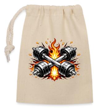 Flaming dumbbells - Closable cotton gift bag (14x20cm) - nature - Front