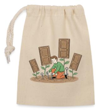 Portes en Croissance Jardinier - Sac cadeau en coton avec cordon (14 x 20 cm) - nature - Devant