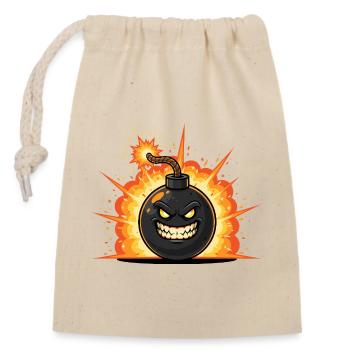 Dessin animé de bombe explosive avec un sourire - Sac cadeau en coton avec cordon (14 x 20 cm) - nature - Devant