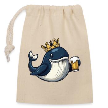 Whale Beer King - Closable cotton gift bag (14x20cm) - nature - Front