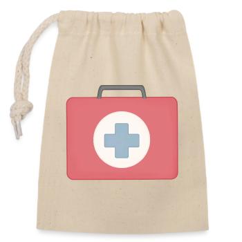 Red First Aid Icon Design - Closable cotton gift bag (14x20cm) - nature - Front