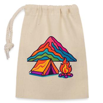 Buntes Bergcamping - Verschließbarer Geschenkbeutel aus Baumwolle (14x20cm) - Natur - Vorne