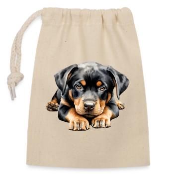 Rottweiler Puppy - Verschließbarer Geschenkbeutel aus Baumwolle (14x20cm) - Natur - Vorne