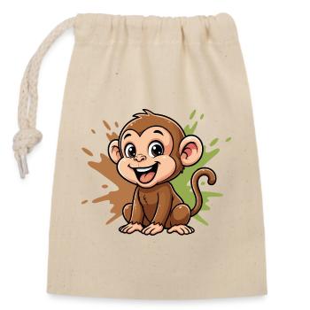 Cheerful Monkey Cartoon Paint Splash - Closable cotton gift bag (14x20cm) - nature - Front