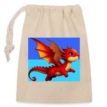 dragon - Closable cotton gift bag (14x20cm) - nature - Front