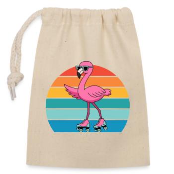 Flamant rose rétro exotique avec lunettes de soleil - Sac cadeau en coton avec cordon (14 x 20 cm) - nature - Devant