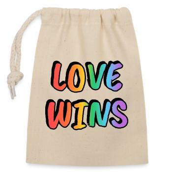 Love Wins Rainbow Gradient - Verschließbarer Geschenkbeutel aus Baumwolle (14x20cm) - Natur - Vorne