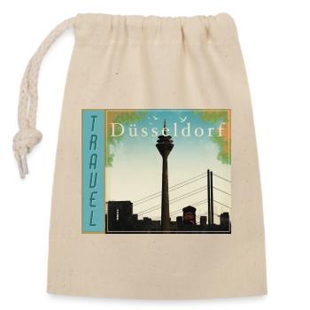 Düsseldorf Travel retro Reiseposter - Verschließbarer Geschenkbeutel aus Baumwolle (14x20cm) - Natur - Vorne