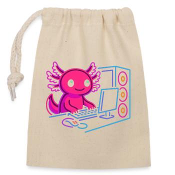 Conception de PC de jeu Axolotl Gamer Style Neon - Sac cadeau en coton avec cordon (14 x 20 cm) - nature - Devant