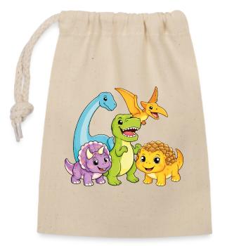 Cute Dino Team - Closable cotton gift bag (14x20cm) - nature - Front