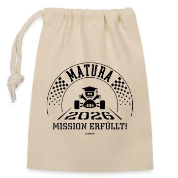 Matura 2026 – Mission Erfüllt (Zieleinfahrt / B) - Verschließbarer Geschenkbeutel aus Baumwolle (14x20cm) - Natur - Vorne