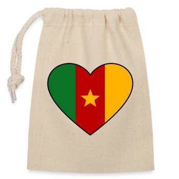 Cameroon Flag Heart - Closable cotton gift bag (14x20cm) - nature - Front