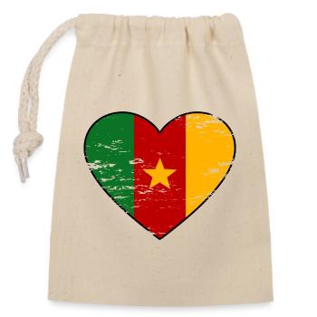 Cameroon Flag Heart - Closable cotton gift bag (14x20cm) - nature - Front