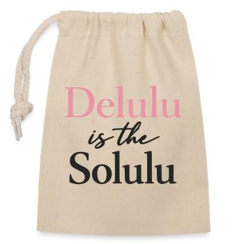 Delulu est le Solulu Graphic Tee - Sac cadeau en coton avec cordon (14 x 20 cm) - nature - Devant