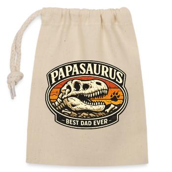 Papasaurus Meilleur Père de tous les temps Dino Fossil Rétro - Sac cadeau en coton avec cordon (14 x 20 cm) - nature - Devant
