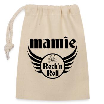 Grand-Mère Rebelle Rock and Roll - Sac cadeau en coton avec cordon (14 x 20 cm) - nature - Devant