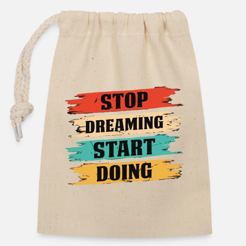 start - Sac cadeau en coton avec cordon (14 x 20 cm) - nature