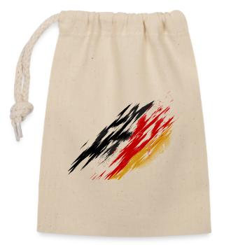 Germany Fan Shirt – Black Red Gold Brush - Closable cotton gift bag (14x20cm) - nature - Front
