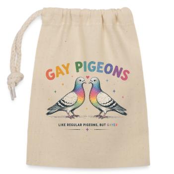 Gay Pigeons LGBTQ Pride Tauben Design - Verschließbarer Geschenkbeutel aus Baumwolle (14x20cm) - Natur - Vorne