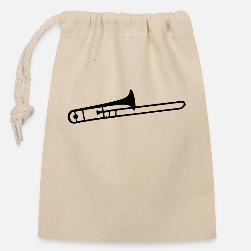 trombone - Sac cadeau en coton avec cordon (14 x 20 cm) - nature