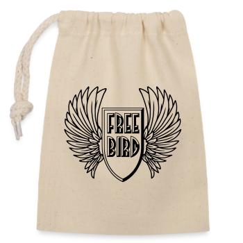 free_bird - Sac cadeau en coton avec cordon (14 x 20 cm) - nature - Devant